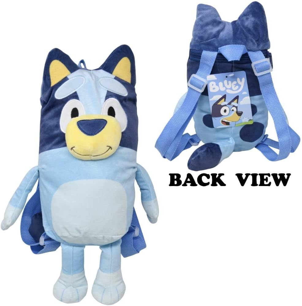 Fast Forward Bluey 14-Inch Plush Backpack – Kids Character Backpack with Soft Plush Design