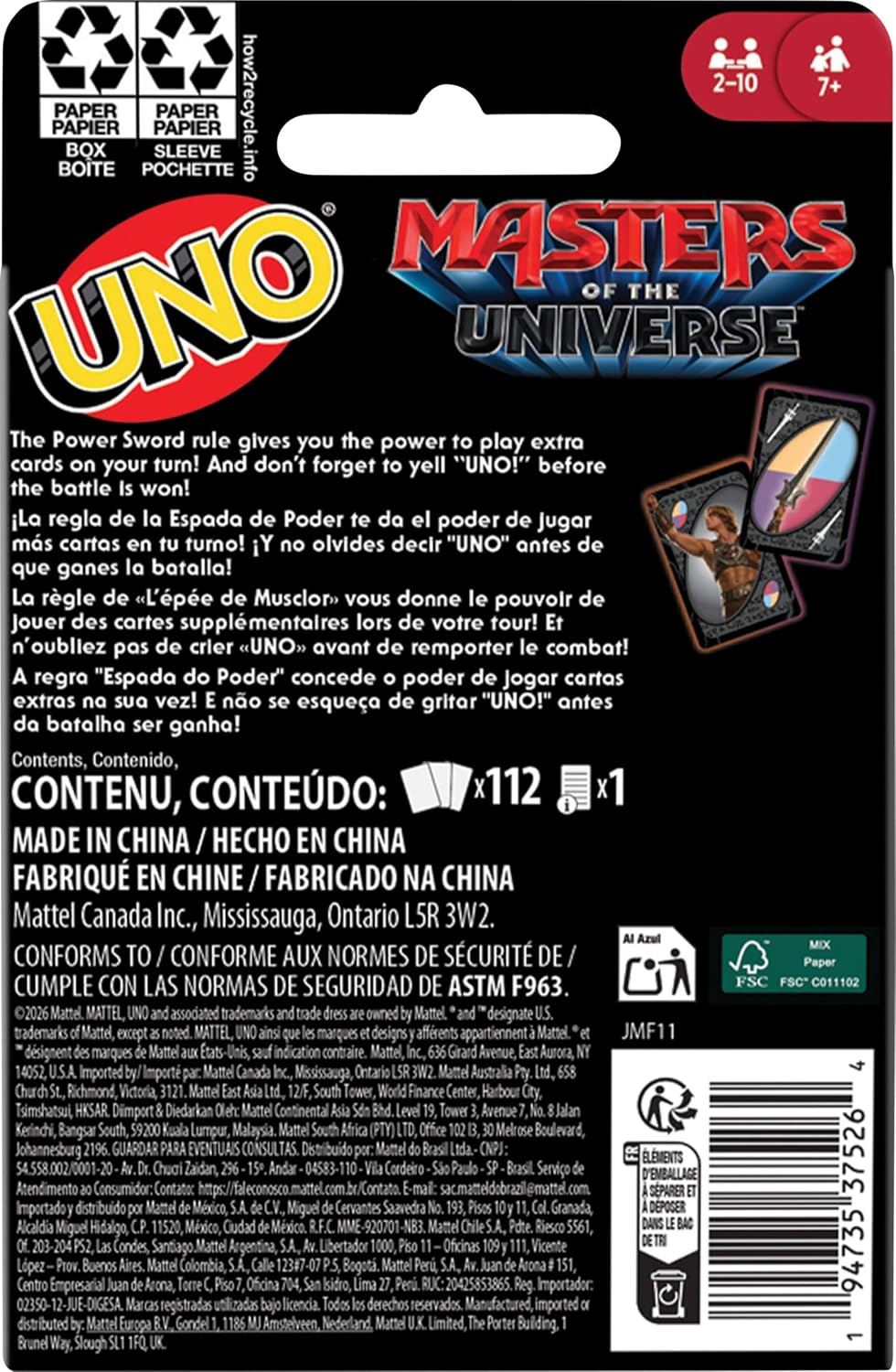 UNO Masters of the Universe Movie Card Game – Themed Mattel Family Card Game for Kids, Parties & Travel