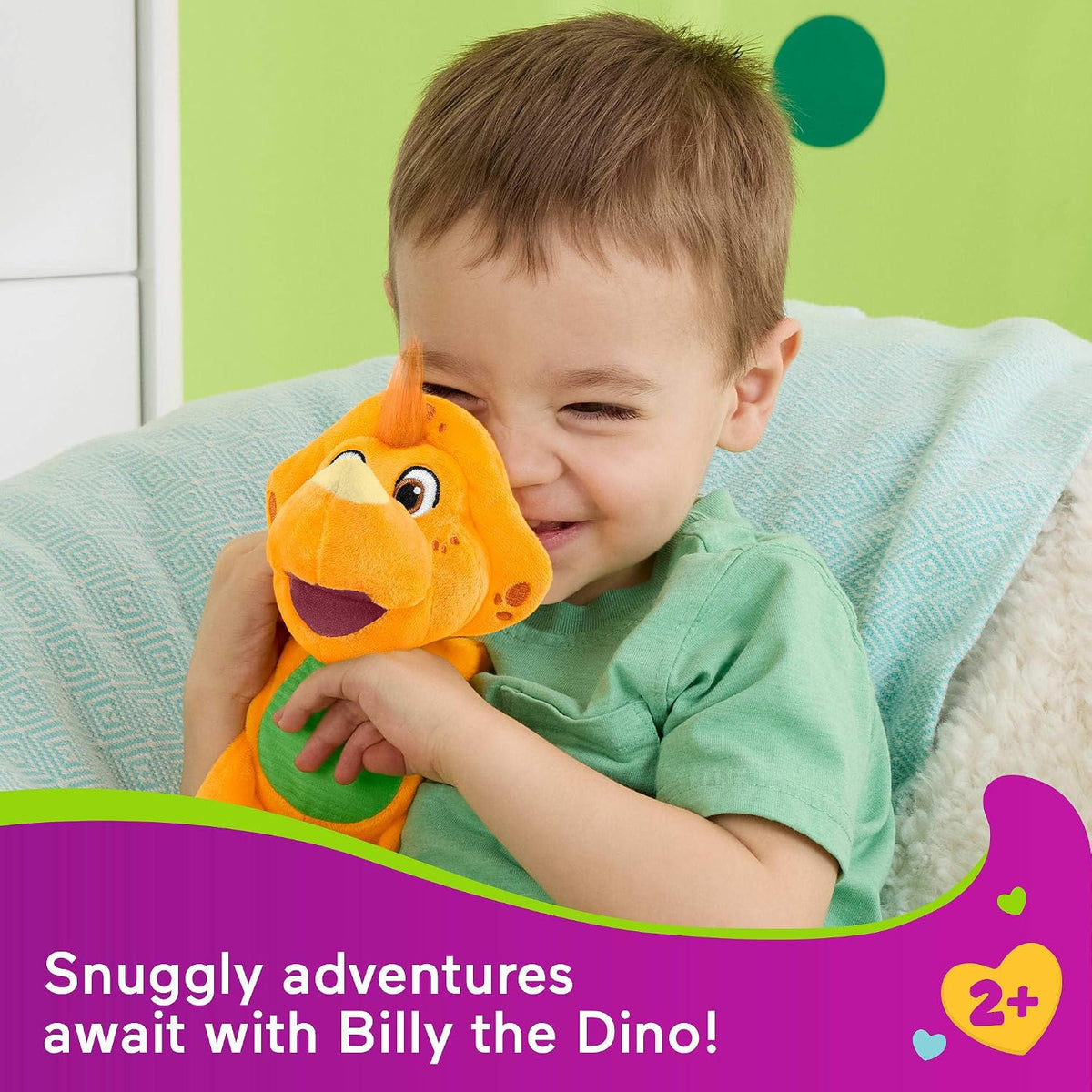 Barney’s World Toddler Toy Plush Billy Dinosaur 8-Inch Character for Preschool Kids Ages 2+ Years