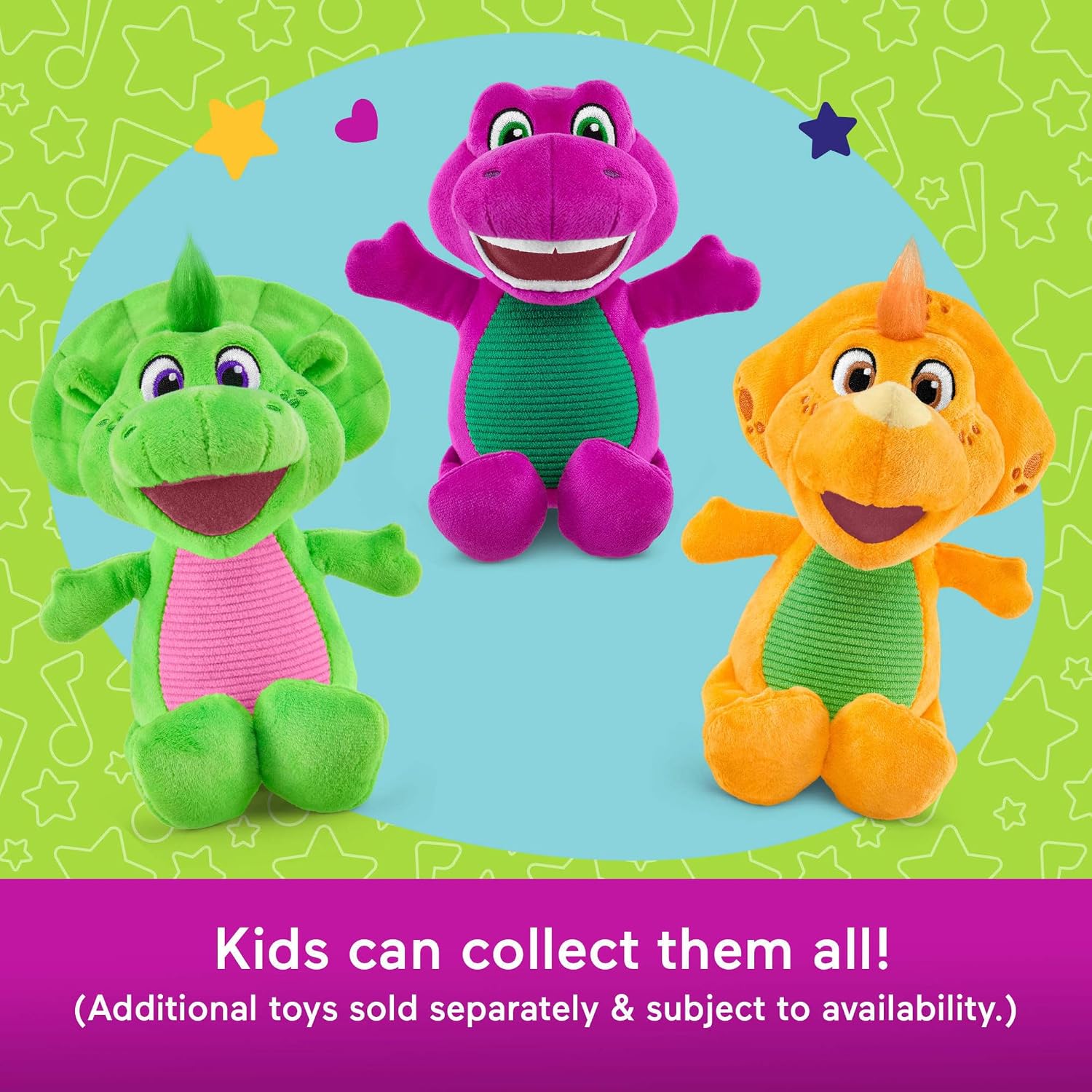 Barney World Toddler Toy Plush Baby Bop 8-Inch Dinosaur Character for Preschool Kids Ages 2+ Years