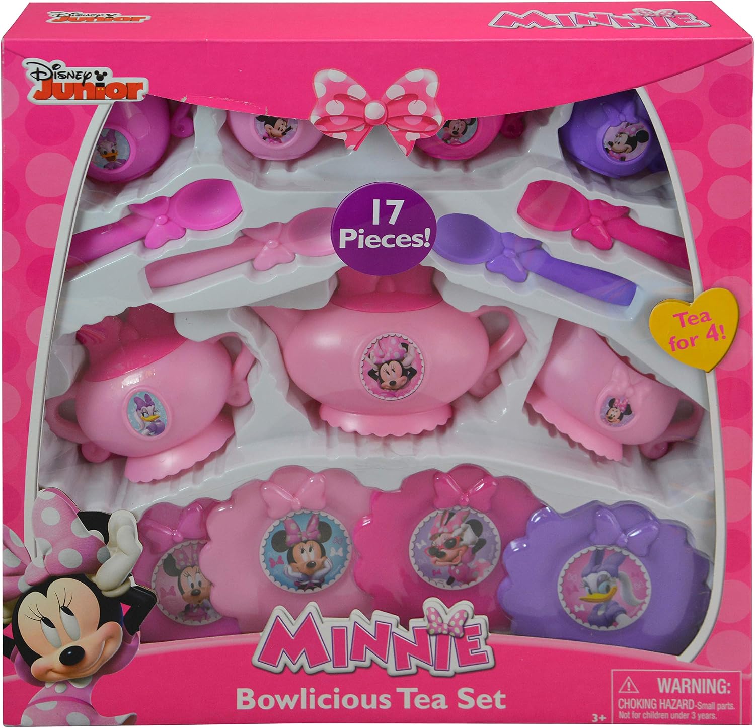 Disney Minnie Mouse Bowlicious 17-Piece Tea Set – Pretend Play Toy for Kids Ages 3+