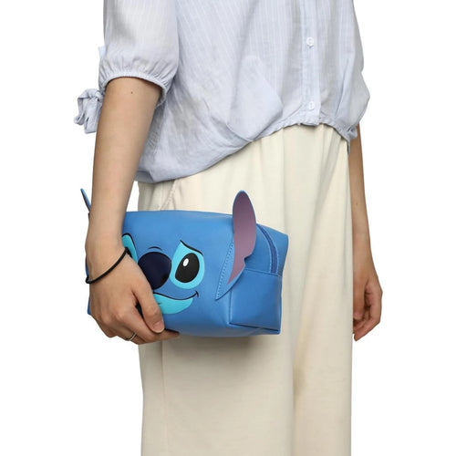 Bioworld Disney Lilo & Stitch Stitch Face Cosmetic Bag with 3D Ears – Character Makeup & Travel Pouch